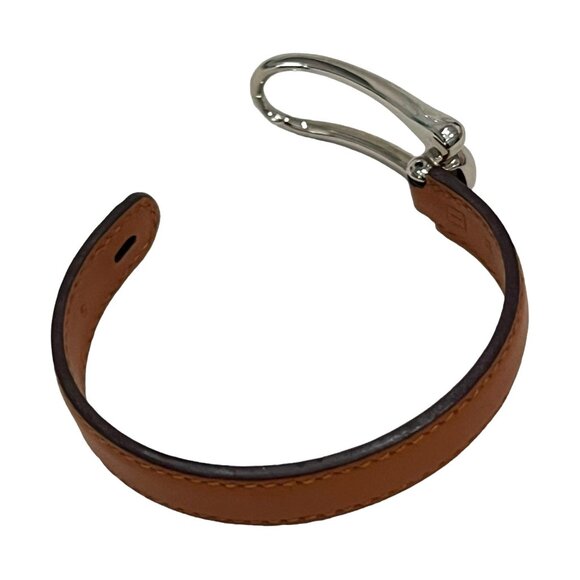 HERMES Brown, Leather & Silver Buckle Bracelet #1307 - Picture 7 of 11